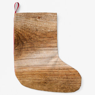 Natural fir wood: textured surface small christmas stocking