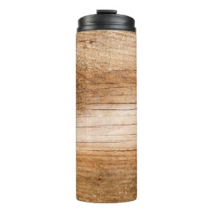 Natural fir wood: textured surface thermal tumbler