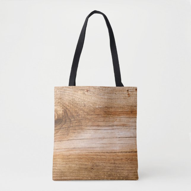 Natural fir wood: textured surface tote bag (Front)