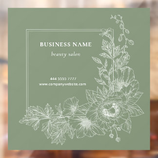 Natural Floral Border Beauty Salon Muted Green