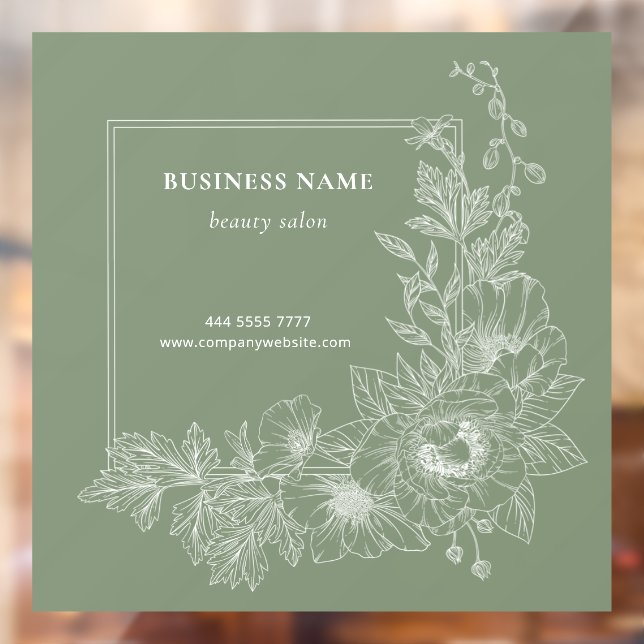 Natural Floral Border Beauty Salon Muted Green (Sheet 2)