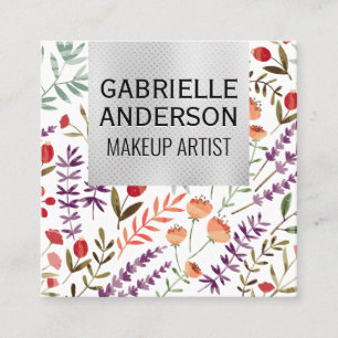 Natural Flower Illustrations Square Business Card