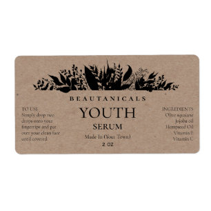 Natural Foliage Face Kraft Serum Labels