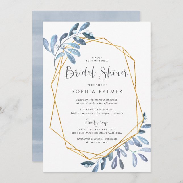 Natural Foliage | Watercolor Bridal Shower Invitation (Front/Back)