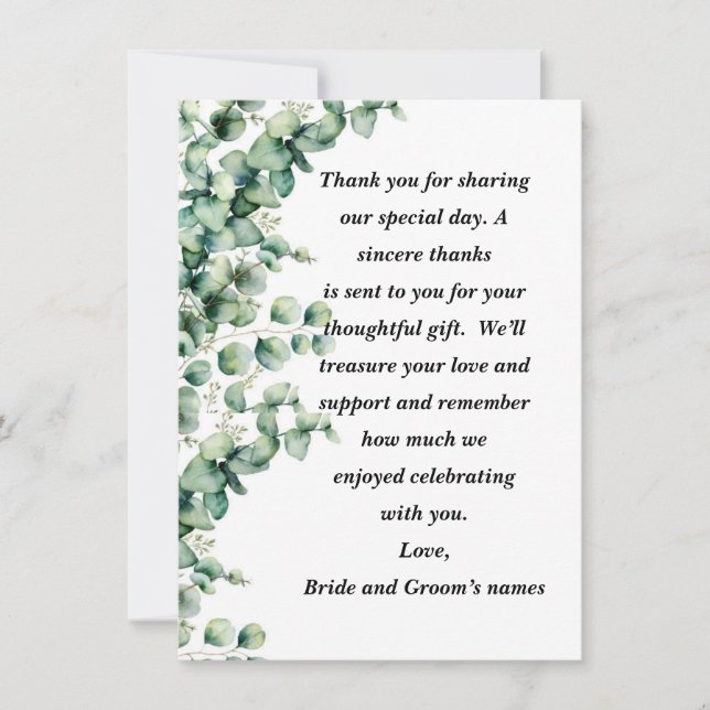 Natural Foliage Wedding Thank You Card (Front)