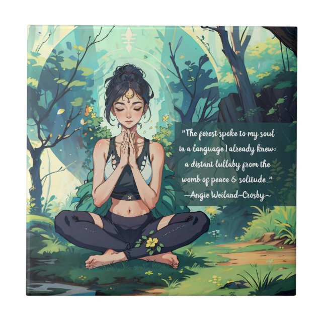 Natural Forest Yoga Meditation Reiki Master Quotes Tile (Front)