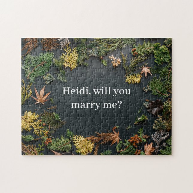 Natural Frame Flat Lay Engagement Proposal Photo Jigsaw Puzzle (Horizontal)