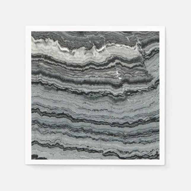 Natural gemstone black white agate marble  napkin (Front)