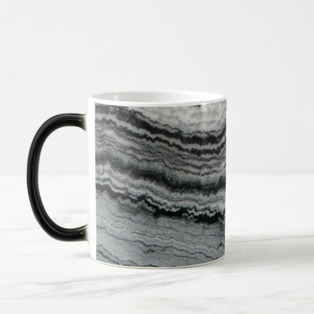 Natural gemstone black white agate marble stone magic mug (Left)
