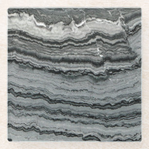 Natural gemstone black white agate marble texture glass coaster