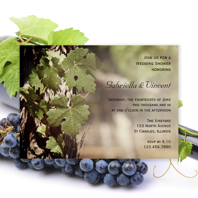Natural Grape Leaves Vineyard Wedding Shower Invitation (Creator Uploaded)