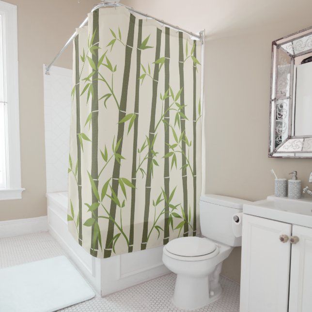 Natural Green Bamboo Plants Light Shower Curtain (In Situ)