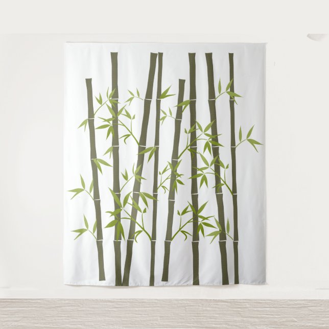 Natural Green Bamboo Plants Tapestry (Front)