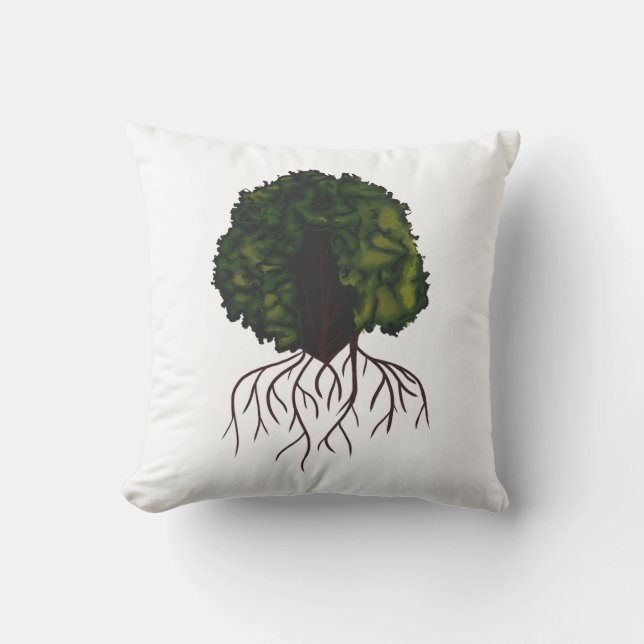 Natural Green Botanical Collage Modern Artwork Cushion (Front)