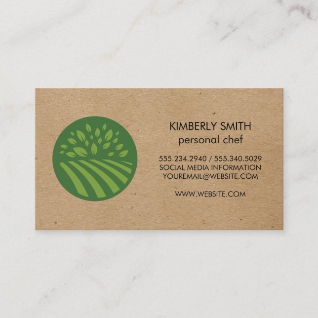 Natural Green Icon Business Card (Front)