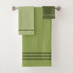 Natural Green Solid Plain Colours Bath Towel Set