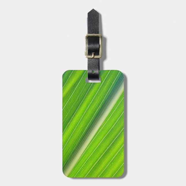 Natural green striped luggage tag (Front Vertical)