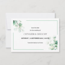 Natural Green Watercolor Eucalyptus Leaves Wedding