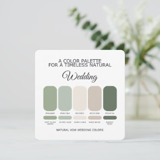Natural Green Wedding Color Palette Card