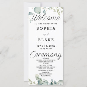 Natural Greenery Bordered Wedding Program