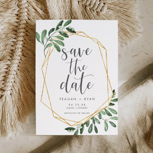 Natural Greenery Green Watercolor Botanical Save The Date