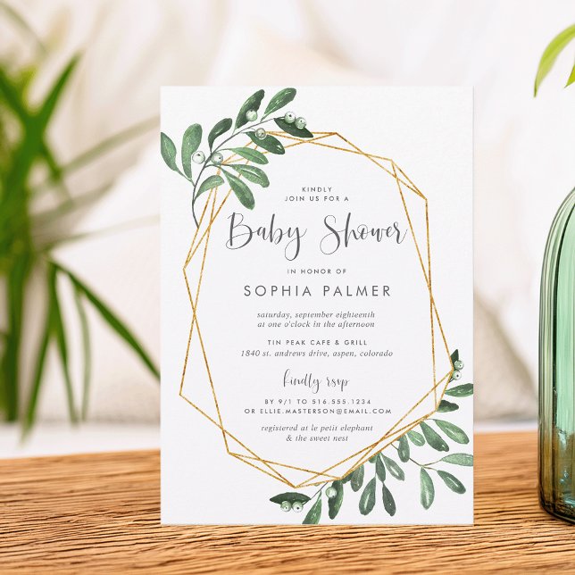 Natural Greenery | Watercolor Baby Shower Invitation (Creator Uploaded)