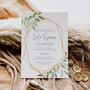 Natural Greenery   Watercolor Bridal Shower Invitation