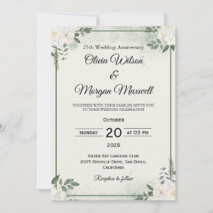 Natural Greenery Wedding Anniversary Invitations