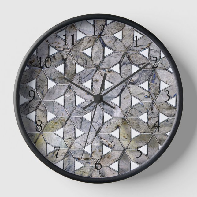 Natural Grey Stone Mosaic, flower of life Clock (Front)