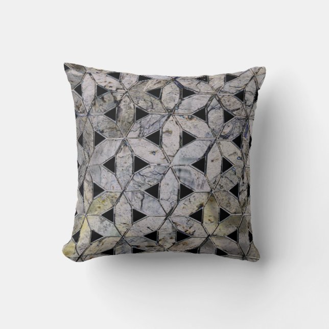 Natural Grey Stone Mosaic, flower of life Cushion (Front)