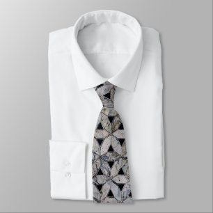 Natural Grey Stone Mosaic, flower of life Tie