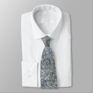 Natural Grey Stone Mosaic, flower of life Tie