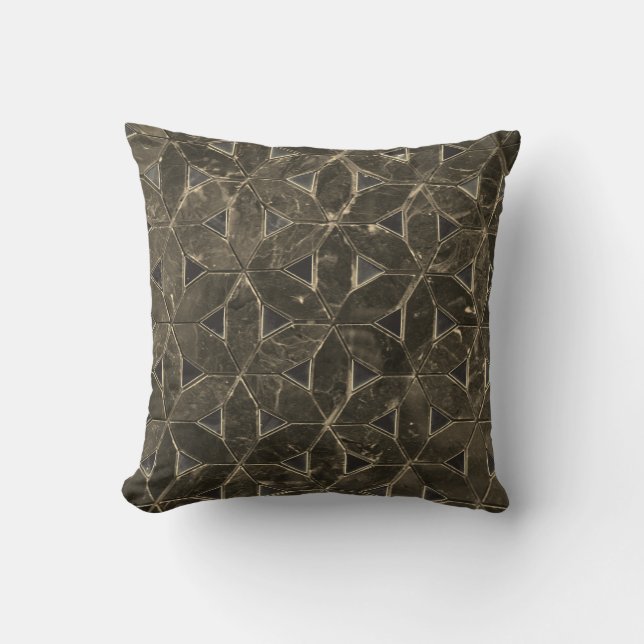 Natural Grey Stone Mosaic pattern flower of life Cushion (Front)