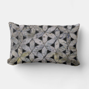 Natural Grey Stone Mosaic pattern flower of life Lumbar Cushion