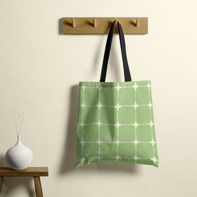Natural Grid Sage Green Tote Bag (Creator Uploaded)