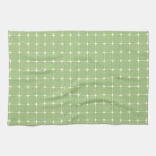 Natural Grid Sage Green Warm Cream Tea Towel