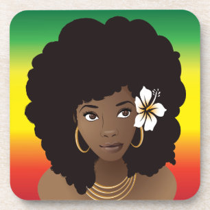 Natural Hair, Flower Red Yellow Green Coaster