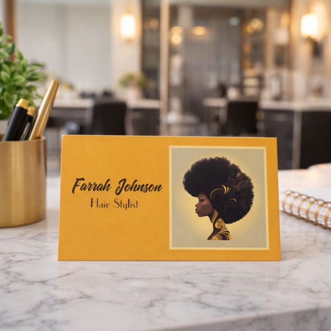 Natural Hair Stylist Afro Woman Business Card (Creator Uploaded)