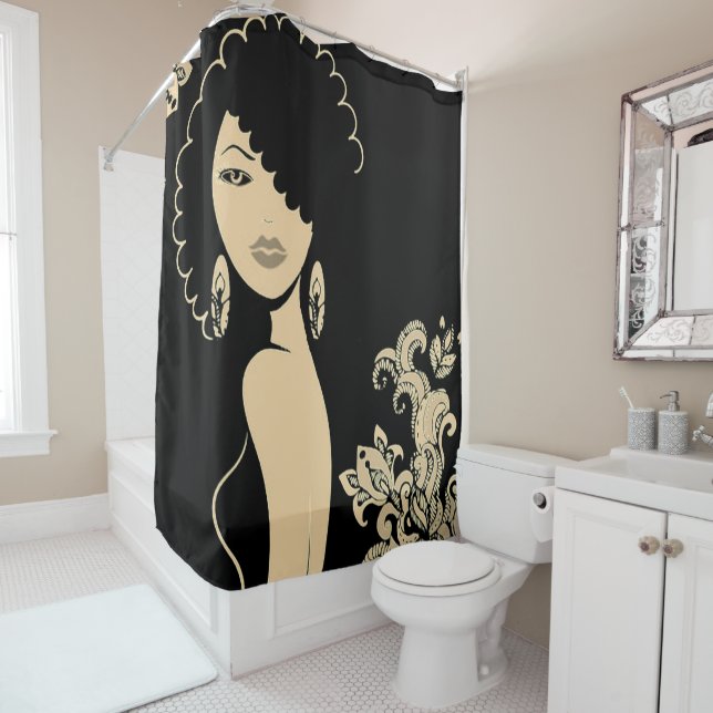 Natural Hair Woman Shower Curtain (In Situ)