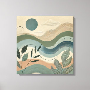 Natural Harmony - Organic Abstract Waves Art Canvas Print