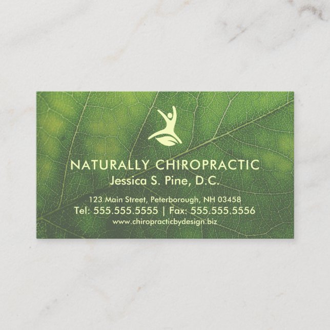 Natural Health Leaf Chiropractor Appointment Card (Front)