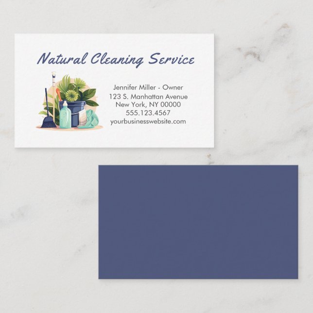 Natural House Cleaning Service Supplies Business Card (Front/Back)