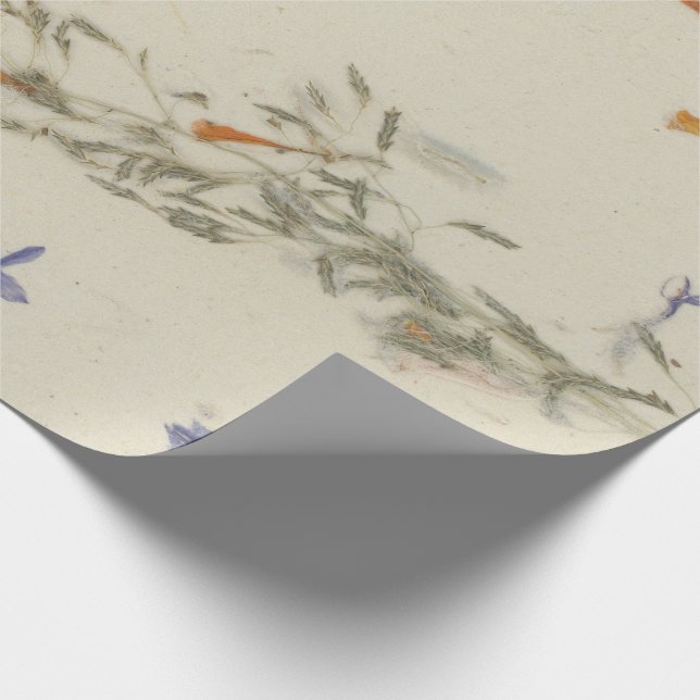 Natural Kraft Floral Petals Mulberry Forget-me-not Wrapping Paper (Corner)
