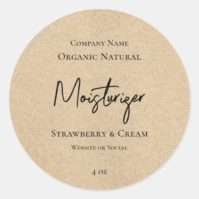 Natural Kraft Paper Style Skincare Product Label (Front)
