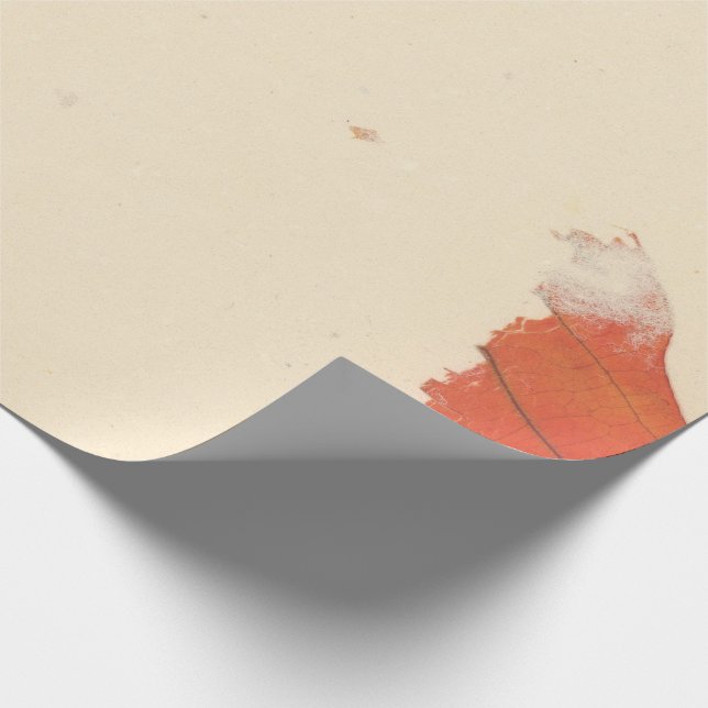 Natural Kraft Petals Ivory Autumn Leaf Orange Wrapping Paper (Corner)