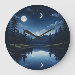 Natural landscape at night large clock