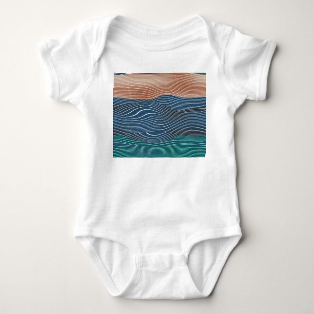 Natural landscape hills: seamless pattern. baby bodysuit (Front)