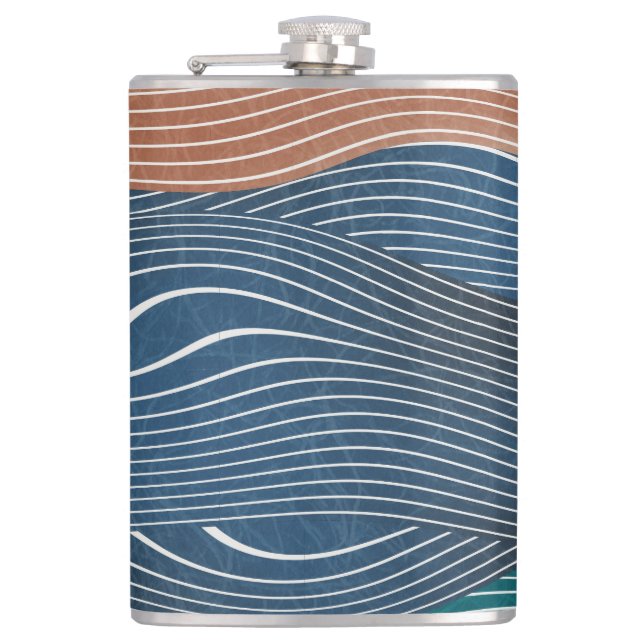 Natural landscape hills: seamless pattern. hip flask (Front)