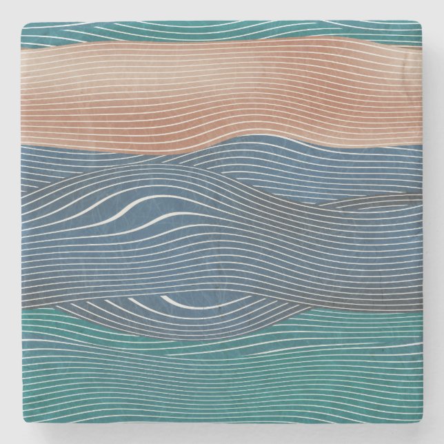 Natural landscape hills: seamless pattern. stone coaster (Front)