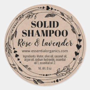 Natural Leafy Handmade Solid Shampoo Bar Classic Round Sticker